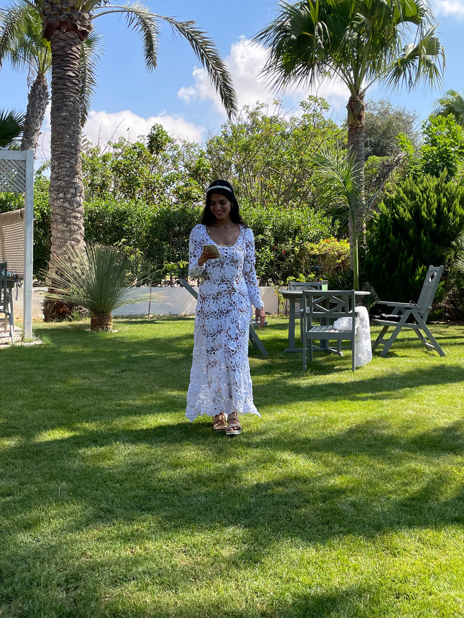Layered Floral Handmade Crochet Wedding Dress/Cocktail Dress/ Party Dress