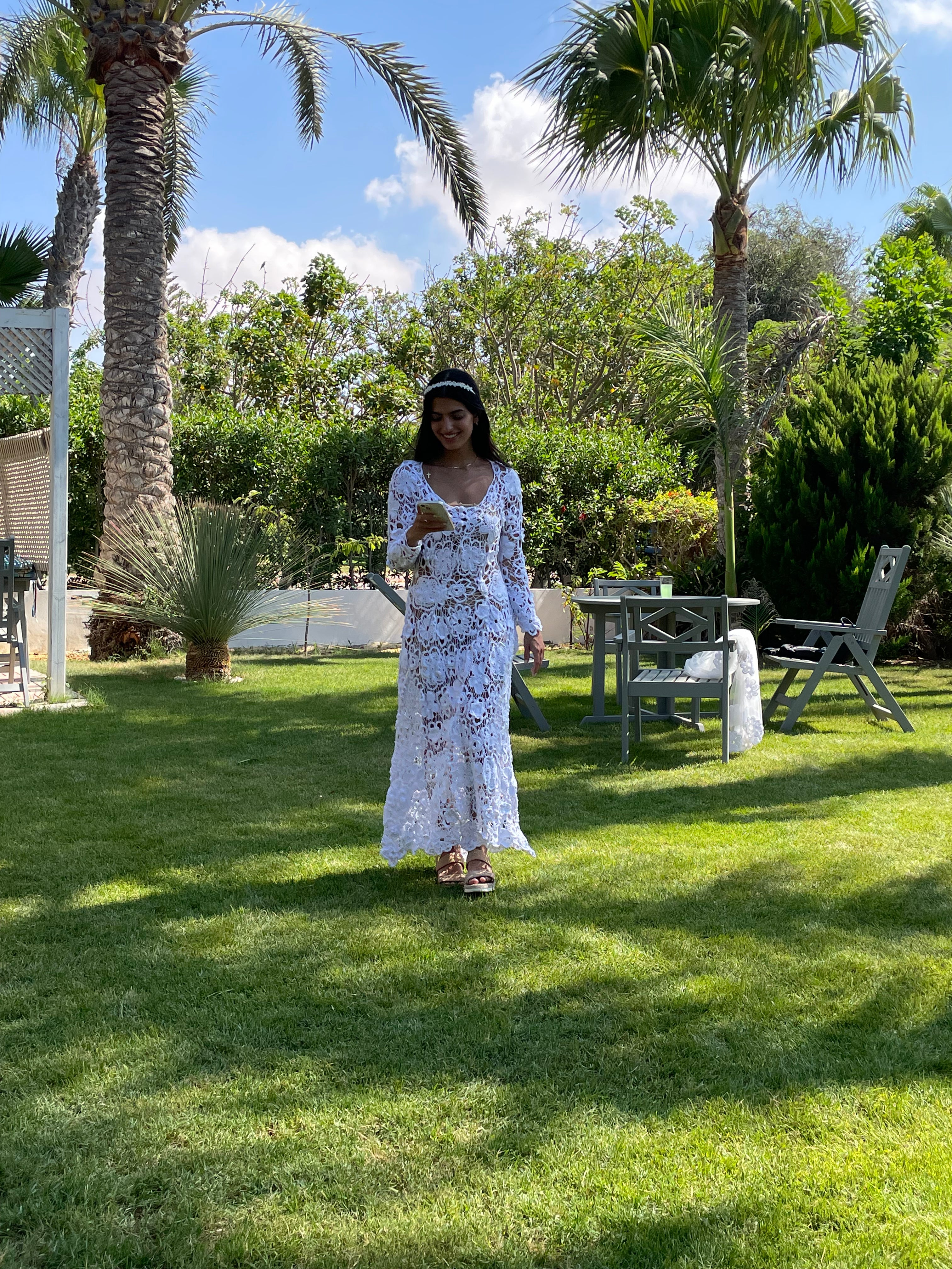Layered Floral Handmade Crochet Wedding Dress/Cocktail Dress/ Party Dress