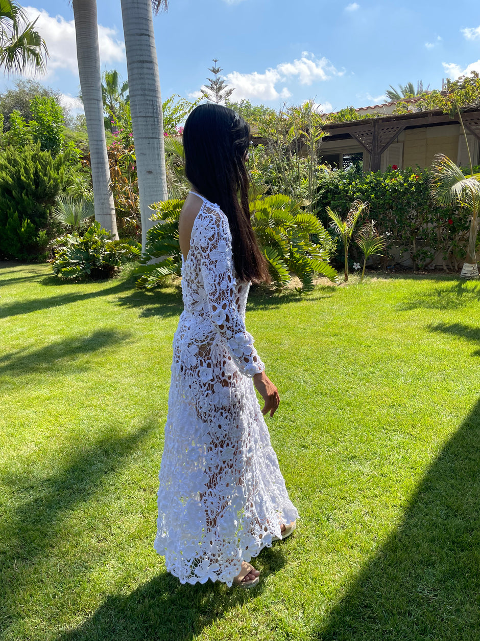 Layered Floral Handmade Crochet Wedding Dress/Cocktail Dress/ Party Dress