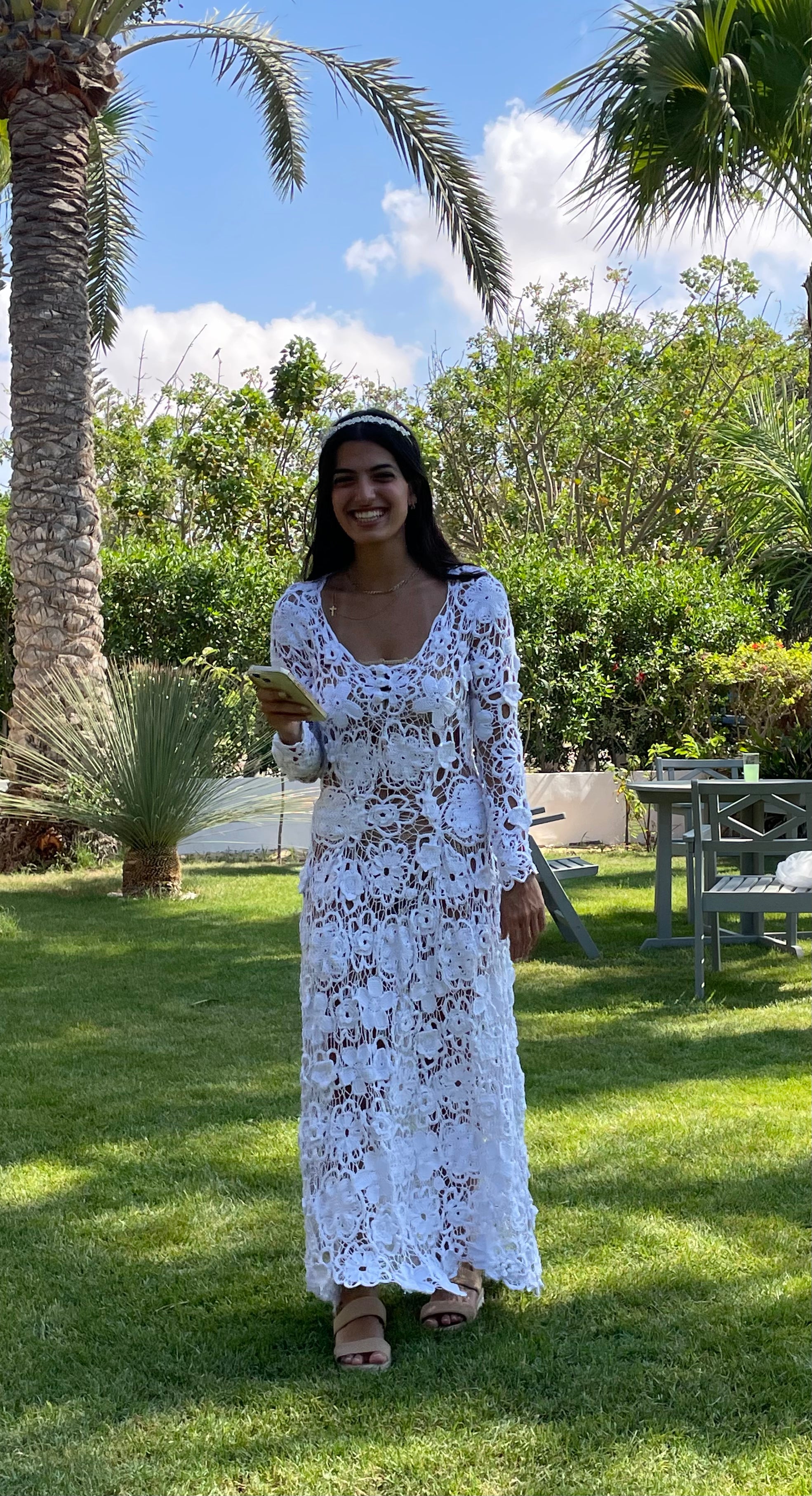 Layered Floral Handmade Crochet Wedding Dress/Cocktail Dress/ Party Dress