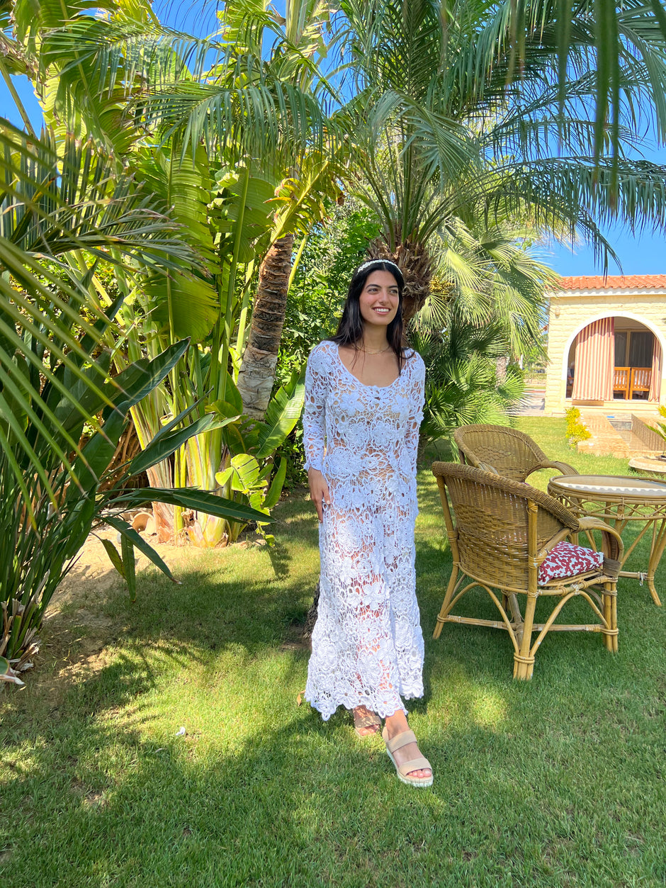 Layered Floral Handmade Crochet Wedding Dress/Cocktail Dress/ Party Dress