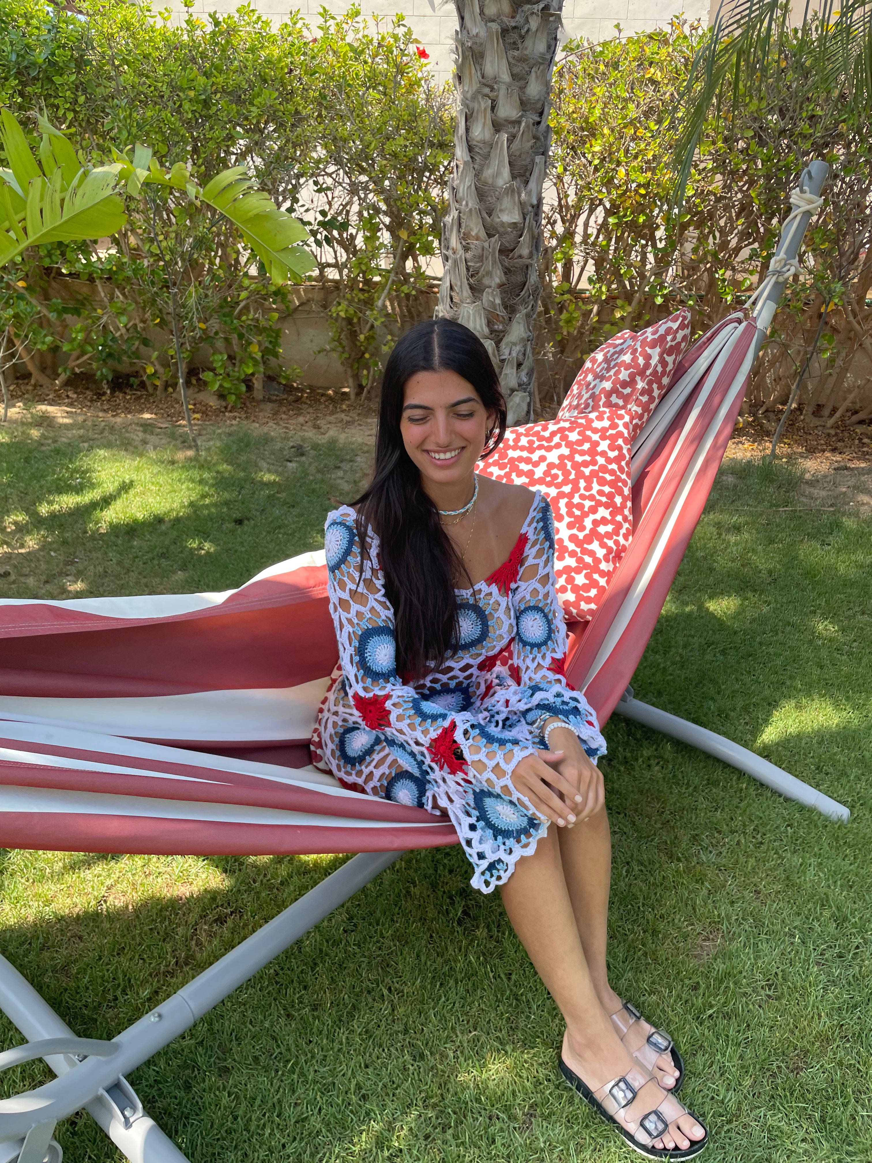 Tri-Colour Handmade Patch Crochet Dress