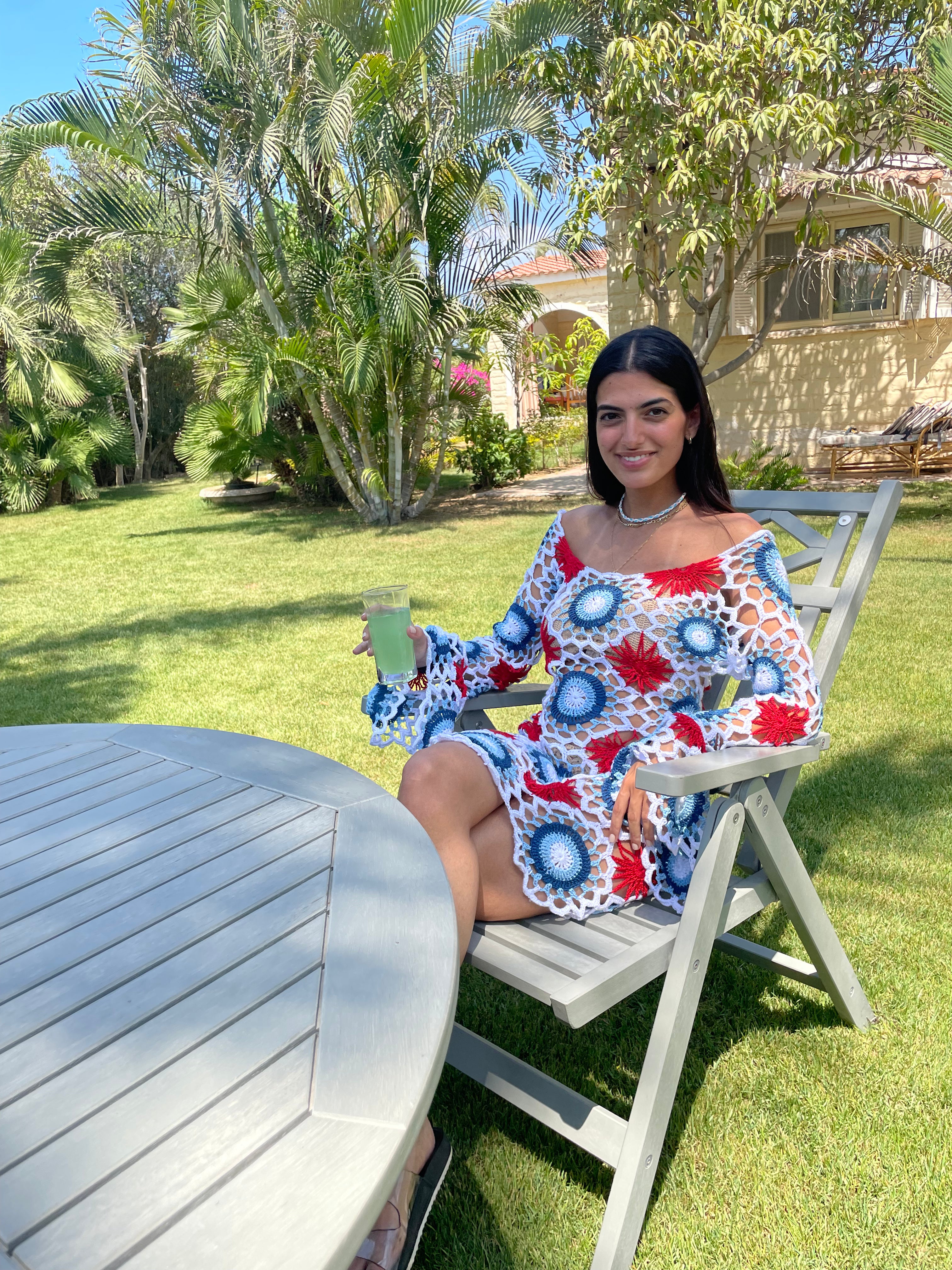 Tri-Colour Handmade Patch Crochet Dress