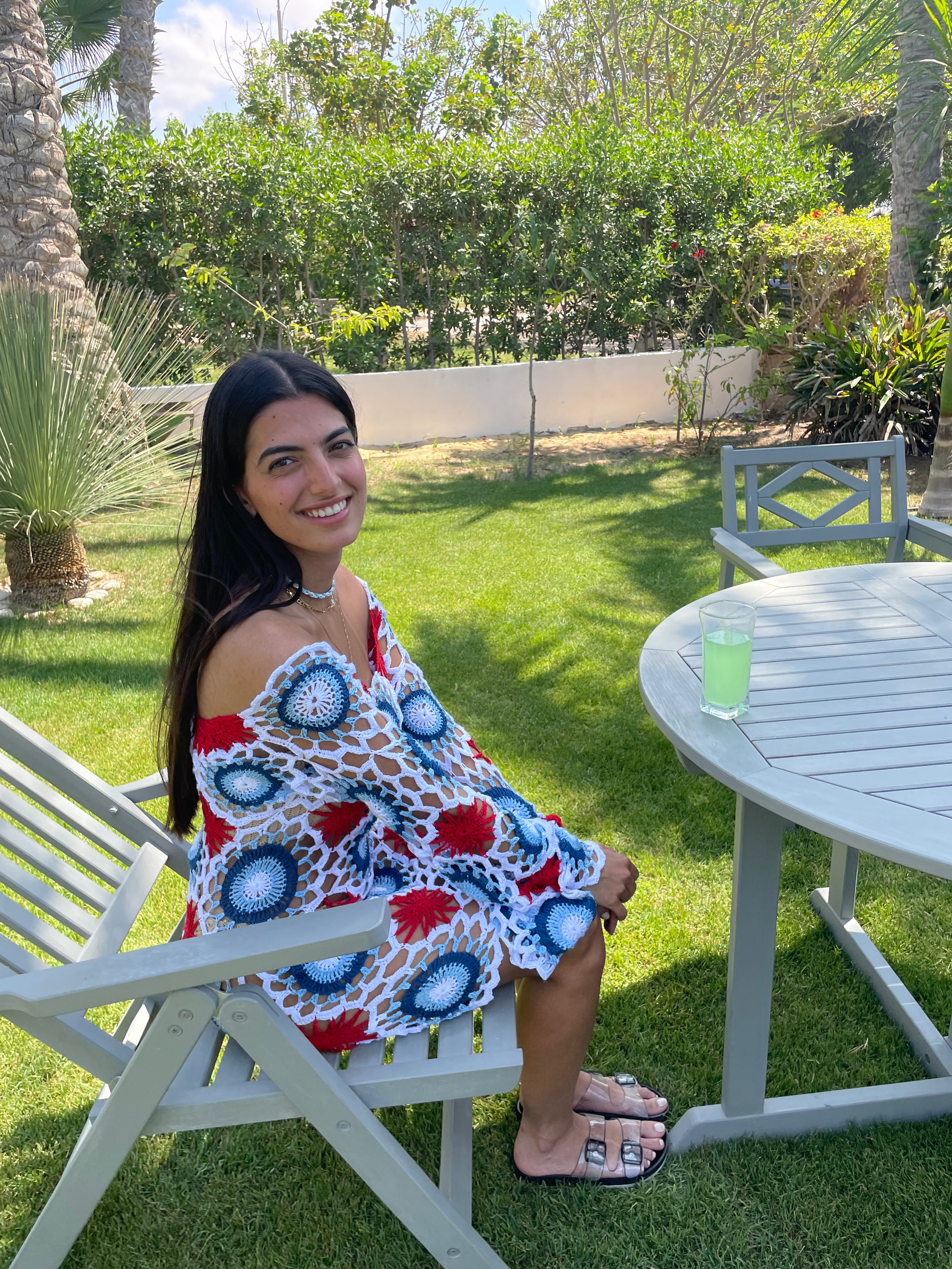 Tri-Colour Handmade Patch Crochet Dress