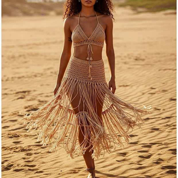 Tassel Mini Skirt Swimsuit