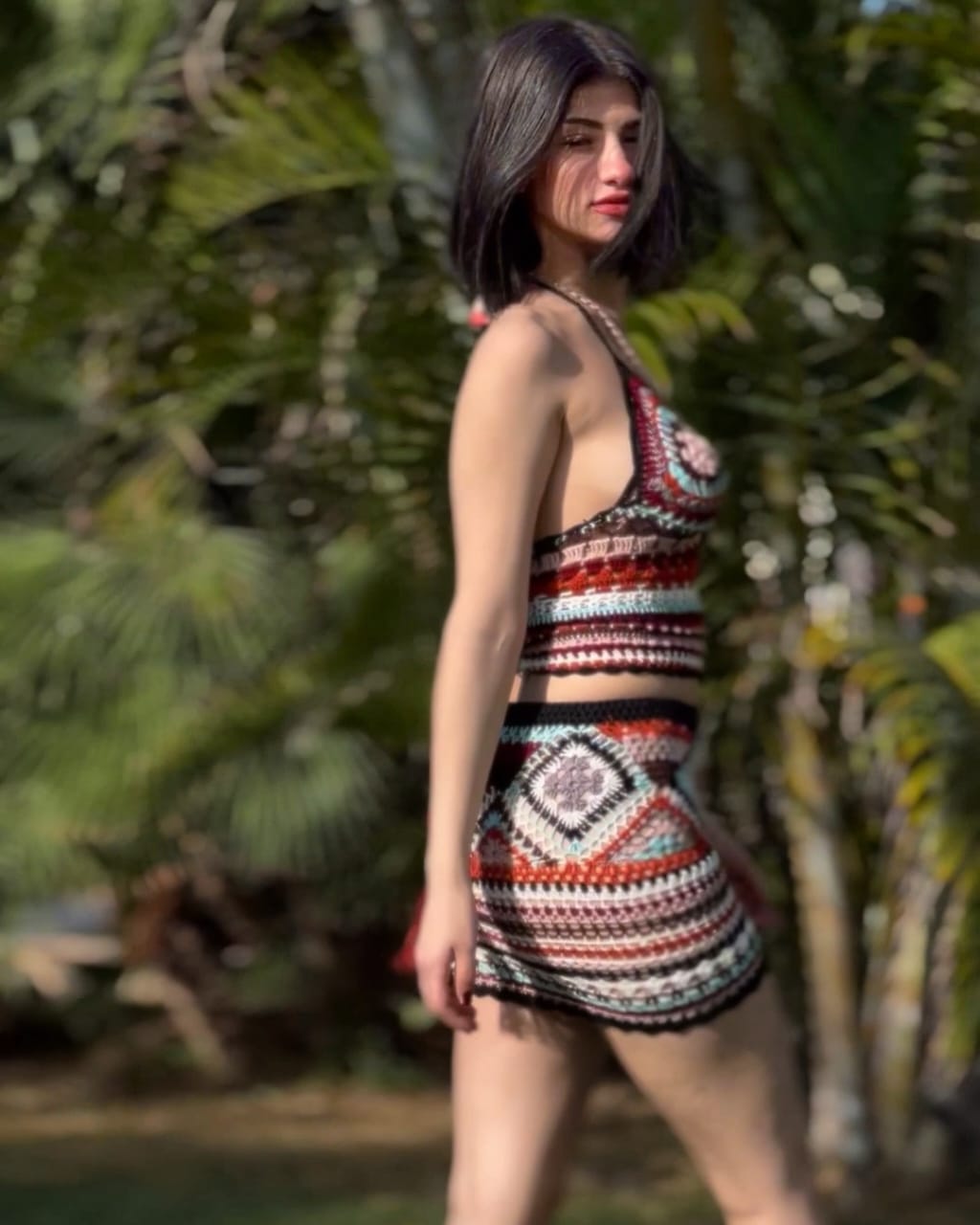 Boho Granny Square Maxi Skirt, Halter Top,Outfit