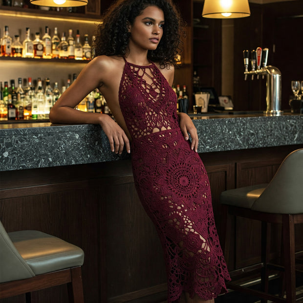 Velvet Rose Crochet Gown