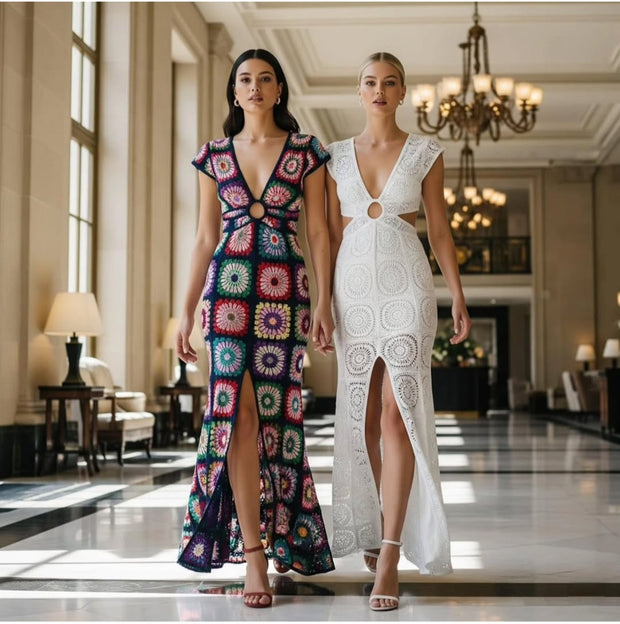 White Patch Wedding Dress