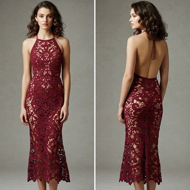Velvet Rose Crochet Gown