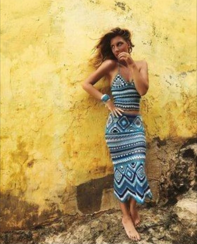 Boho Granny Square Maxi Skirt, Halter Top,Outfit