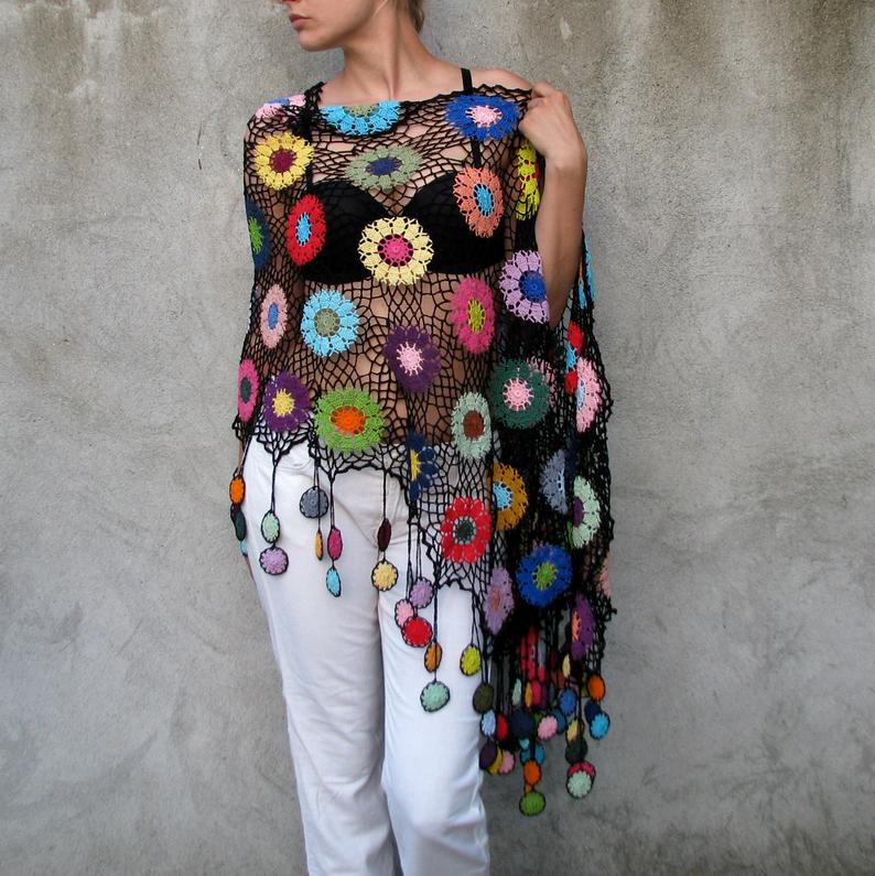 Rainbow Flower  Shawl