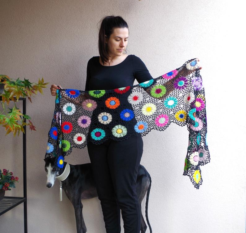 Rainbow Flower  Shawl