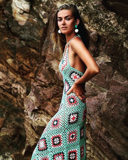 Diamond Granny Square Midi Dress