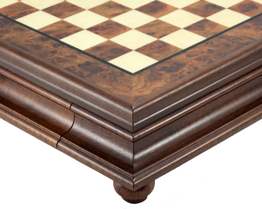 Wood Chess Cabinet with Drawer, Mahogany and Oakwood Chessboard Cabinet with Drawer. Christmas Gift