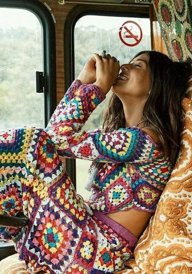 Granny Square Long Sleeve Outfit