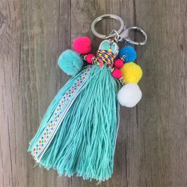 Charm Pompon Keychain Tassel