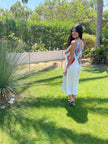 Halter Lenin Granny Square Crochet Midi Dress