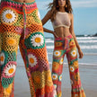 Flower square Multi-Colour Crochet Trousers