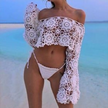 Crochet Bell Sleeve Patch Crop Top