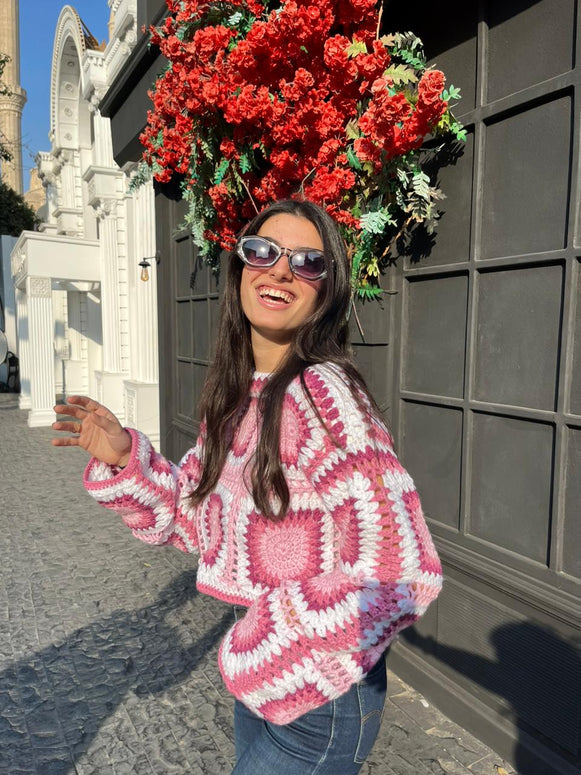 Winter Short Granny Square Crochet Jumper