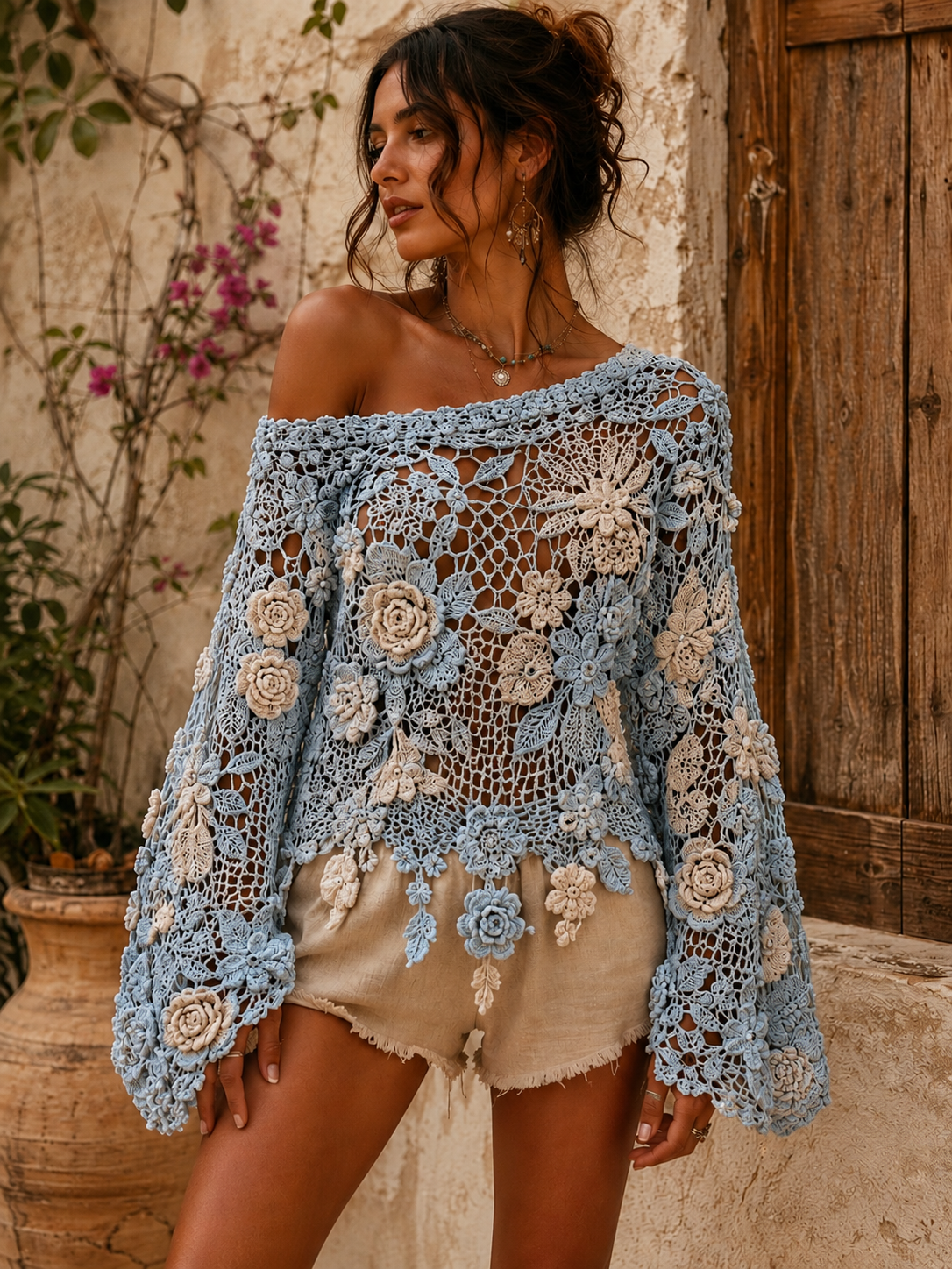 Dusk Rose Crochet Tunic