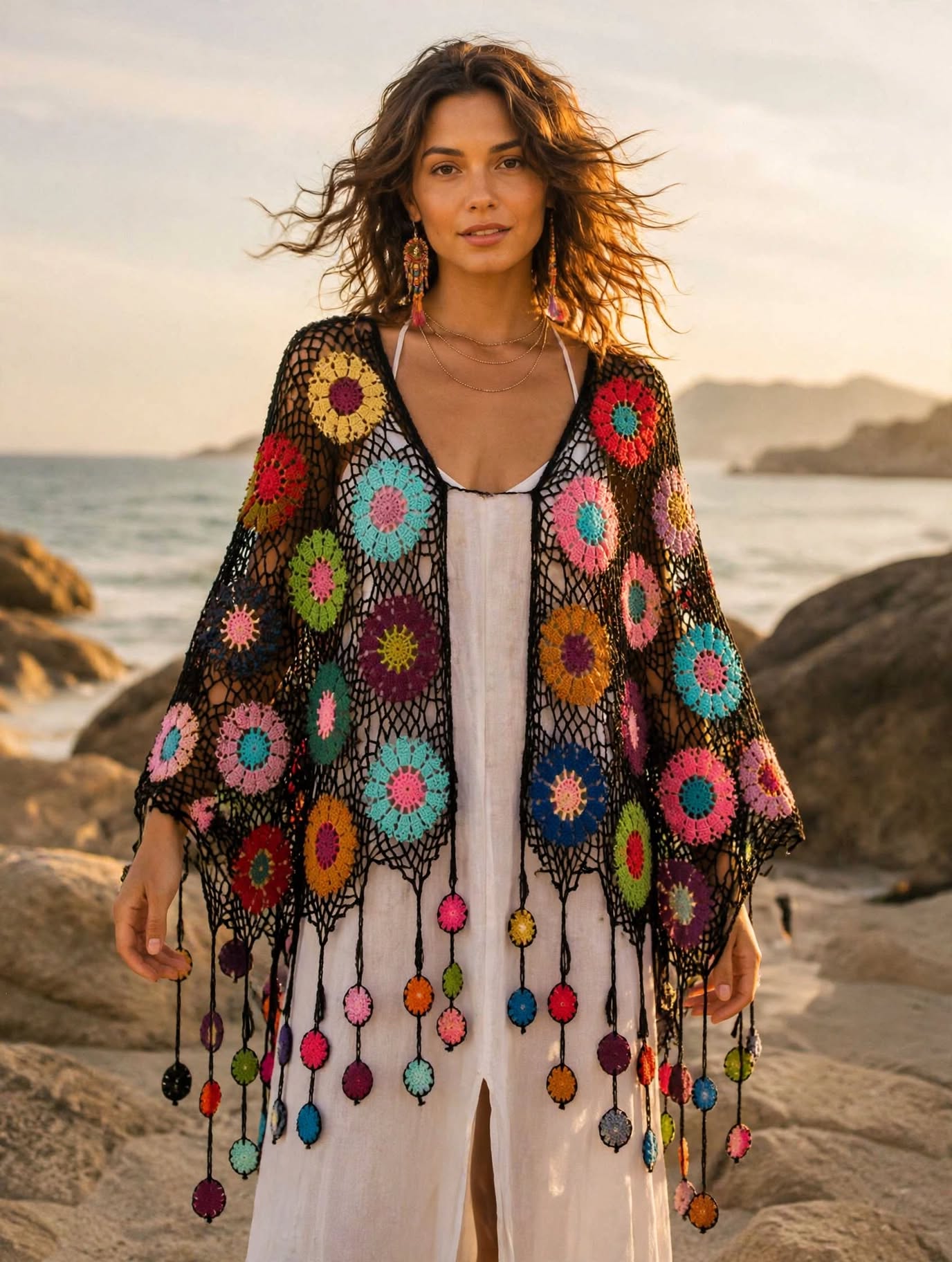 Rainbow Flower  Shawl