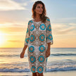 Granny Square Short Sleeve Midi Dress