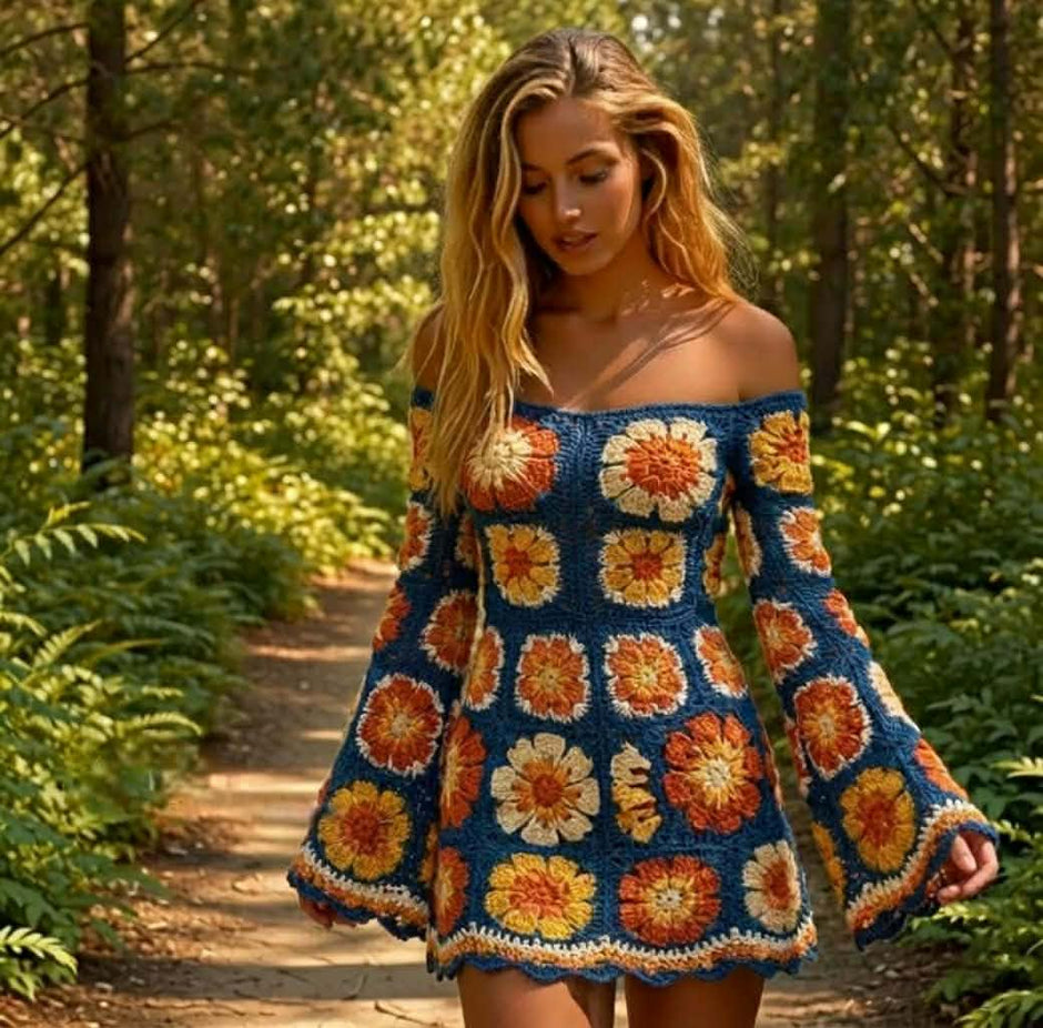 Azure petal Mini Dress
