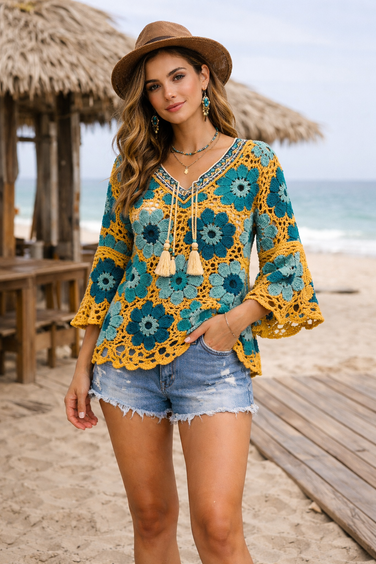 Azure Marigold Boho Tunic
