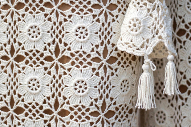 Tassel Bloom Maxi Wedding Crochet Dress
