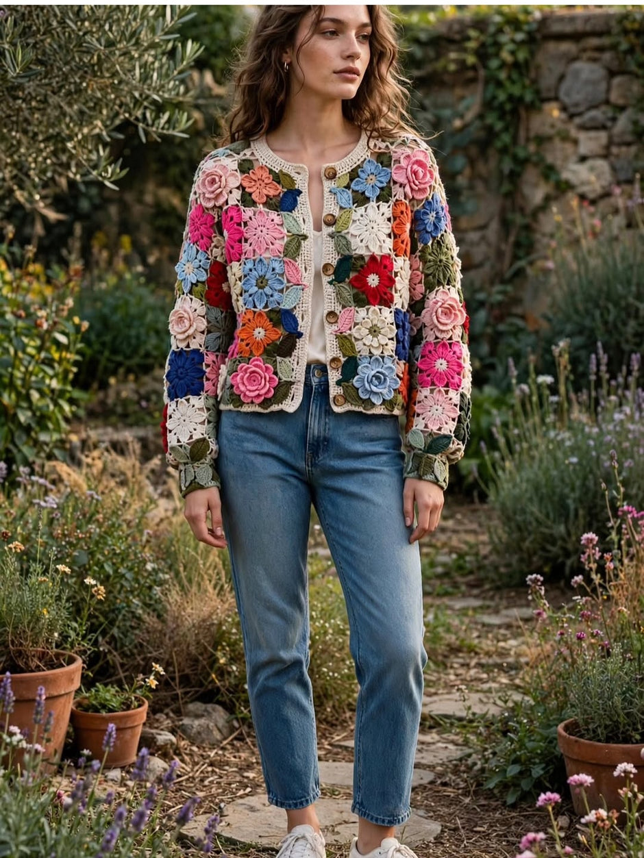 Blossom Patchwork Crochet Jacket
