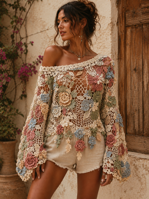 Dusk Rose Crochet Tunic