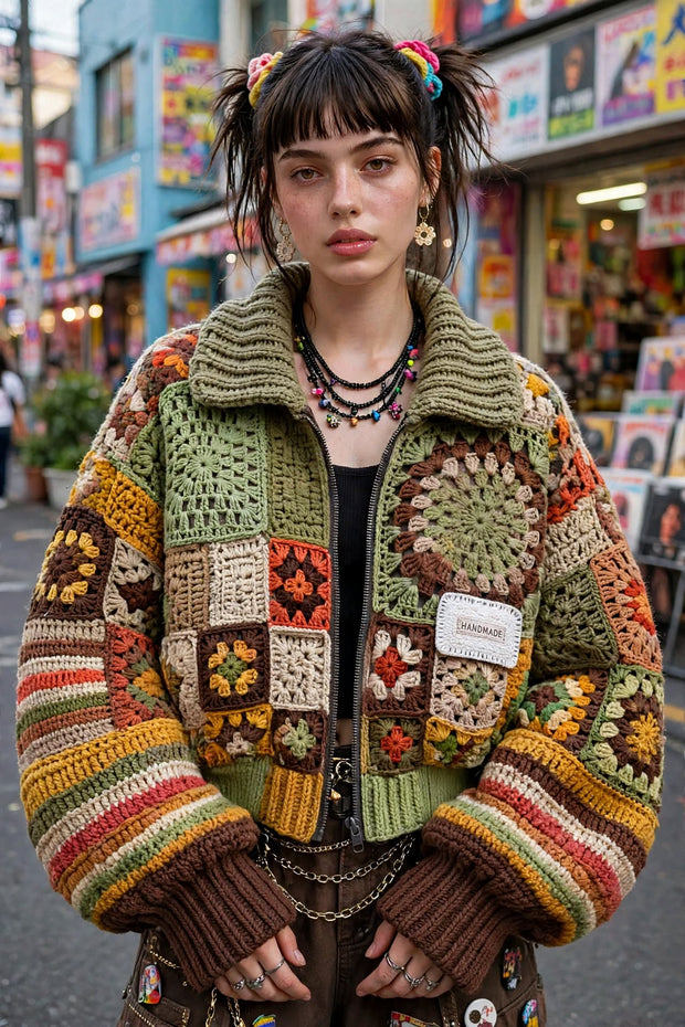 Woodland Granny Square Bomber