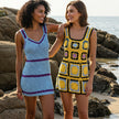 Granny Square Halter Crochet Mini Dress