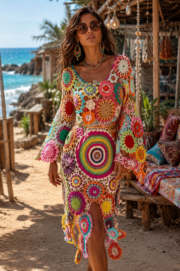 Carnival Bell-Sleeve Dress