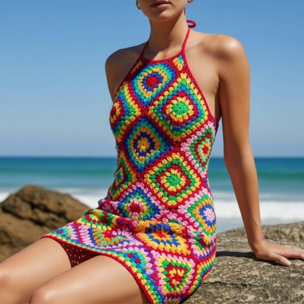 Granny Multicolour Diamond Mini Dress