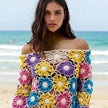 Floral  Multi-Layered Crochet Long Sleeve Crop Top