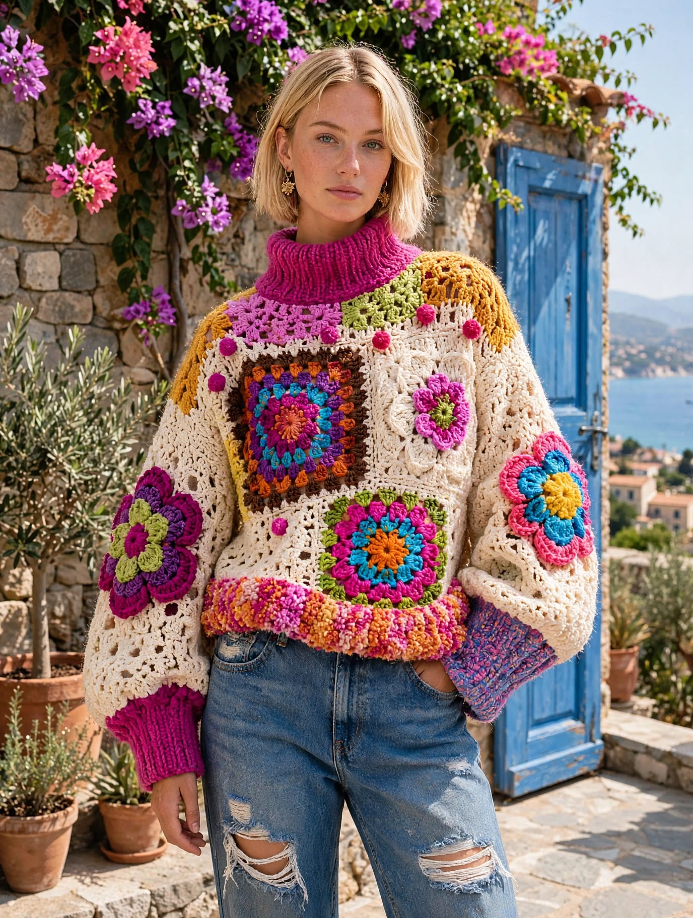 Mira Floral Granny Pullover