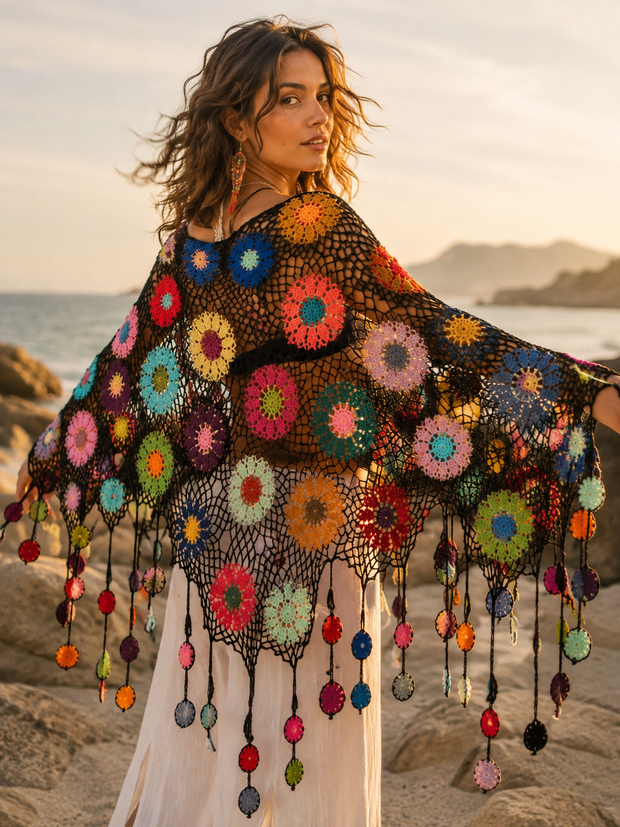 Rainbow Flower  Shawl