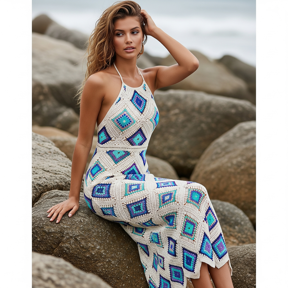 Diamond Granny Square Midi Dress