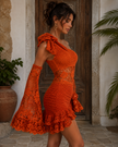 Terracotta One Shoulder Mini Dress