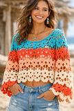 Multi Colour Floral Flare Sleeve Jumper
