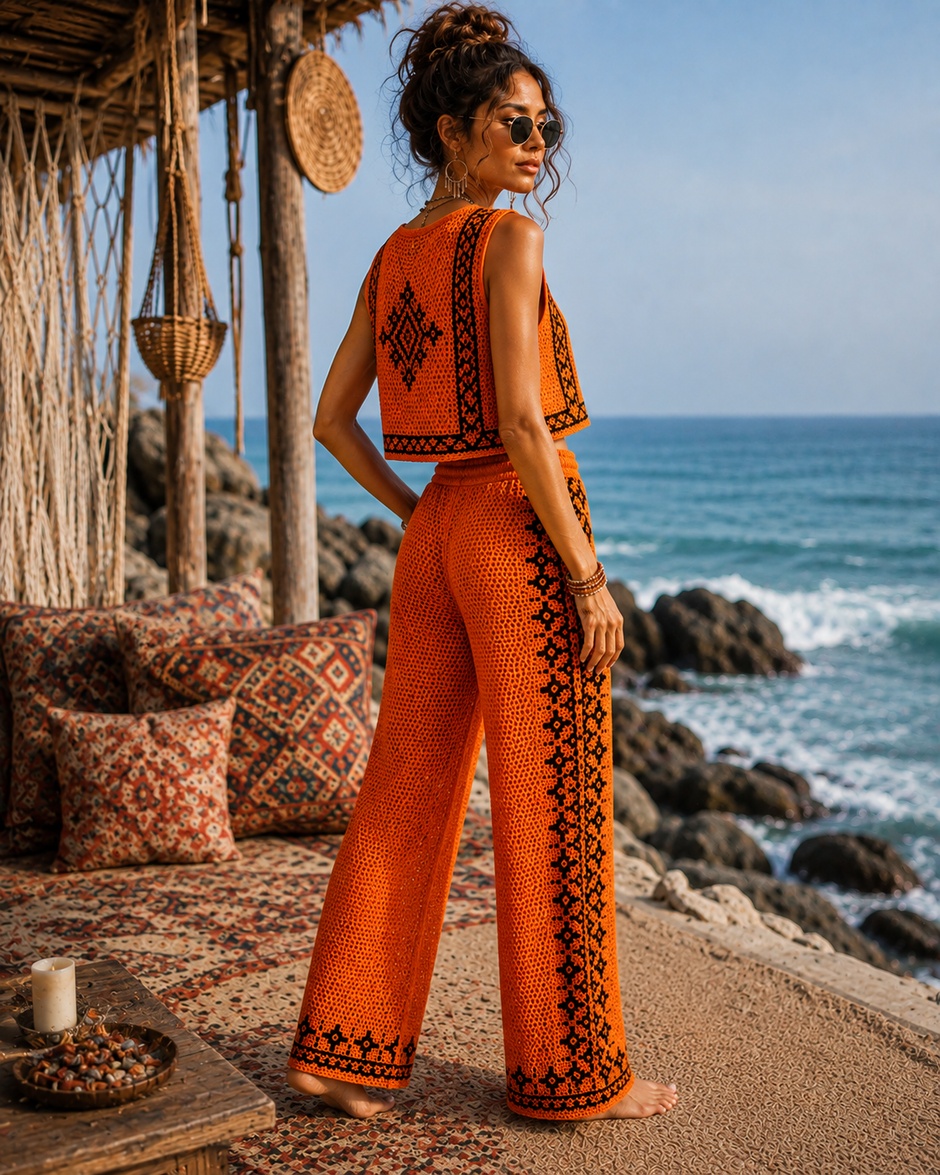 Orange Boho Geometric Set