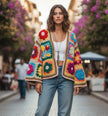 Flower Patchwork Crochet Cardigan