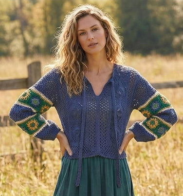 Crochet Floral Long Sleeve