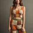 Boho Patch-square Multi-Colour Crochet Trousers