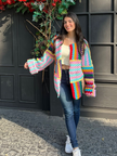 Patch Square Long Winter Jacket with long sleeves