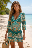Island Sunset Crochet Mini Dress