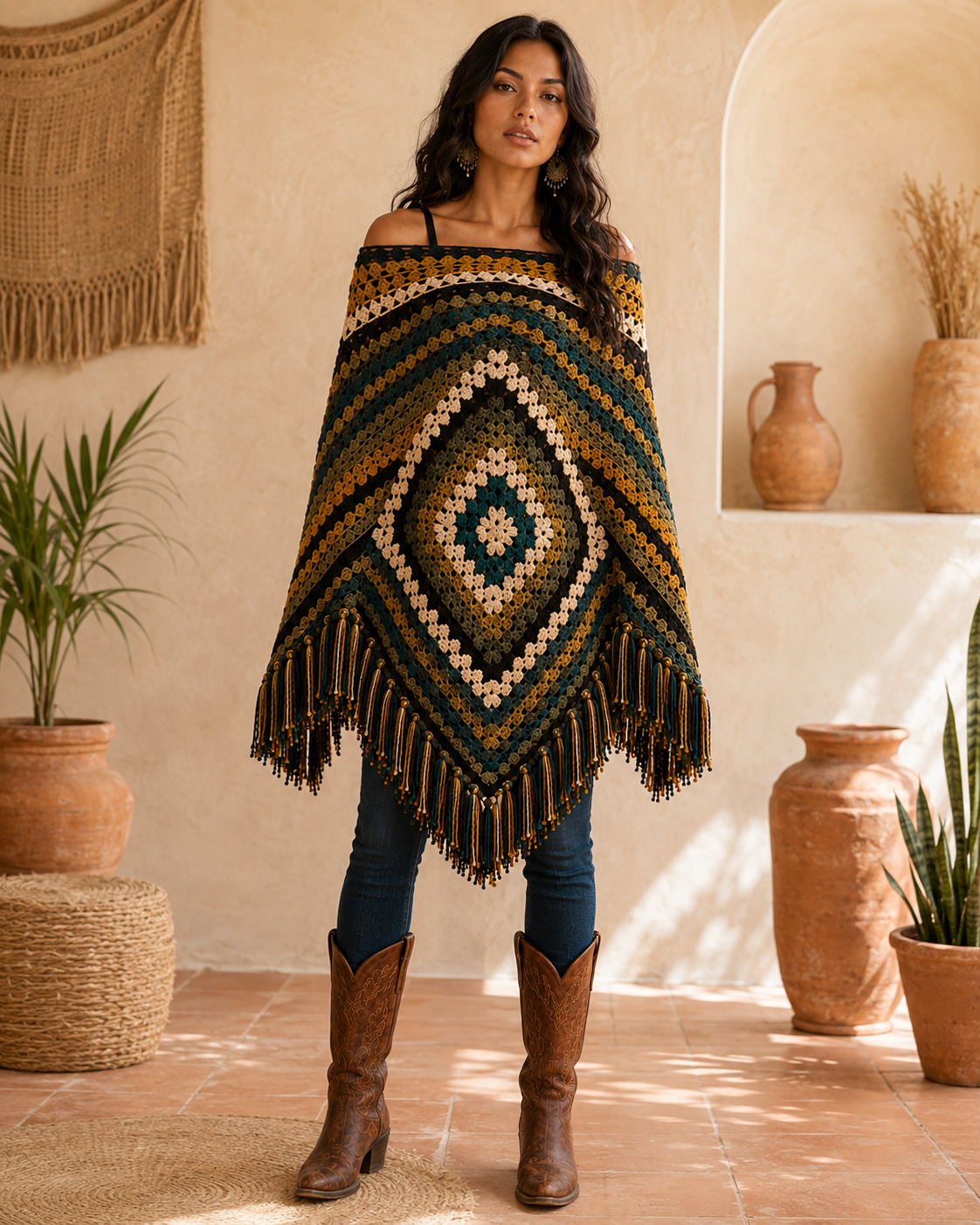 Boho Compass Poncho