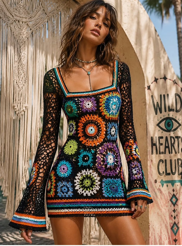 Sunshine  Patch Crochet Dress